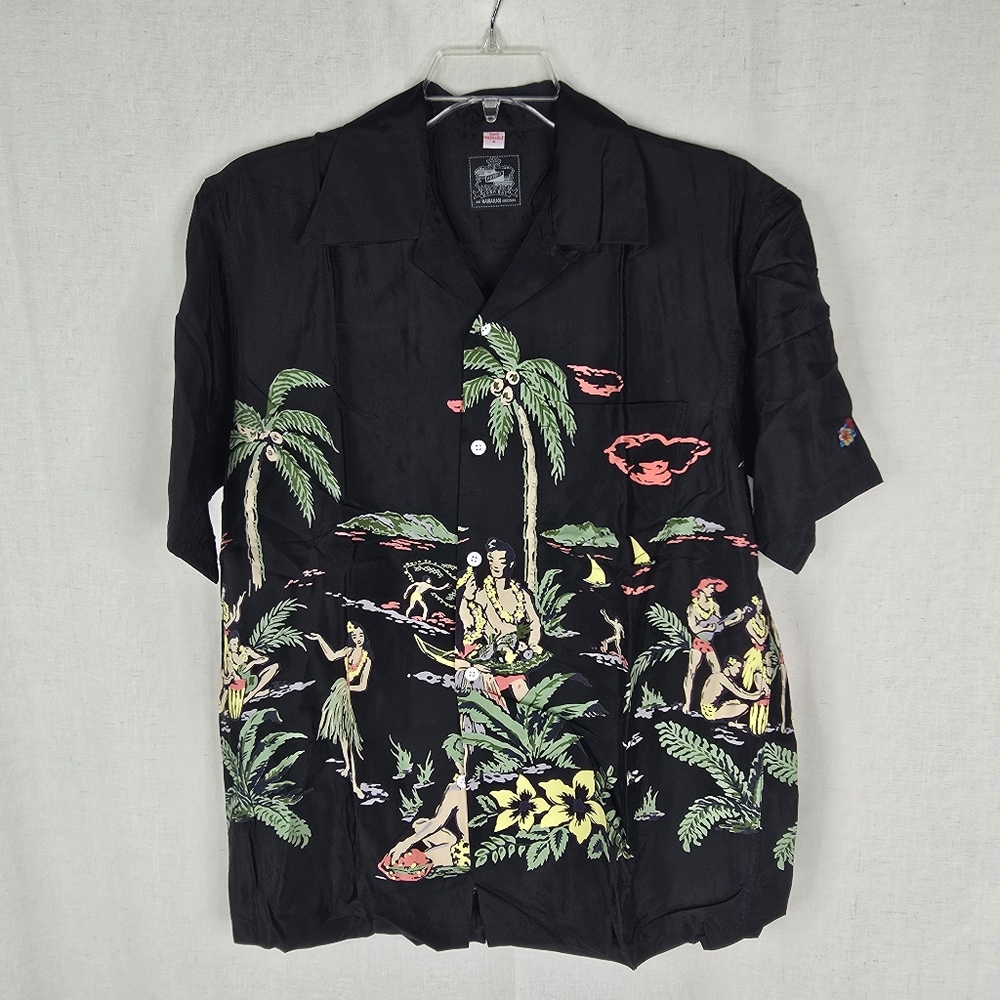 Kona Bay Hawaii Clot Mens Medium Aloha Button Up Shirt Rayon Made In Hawaii